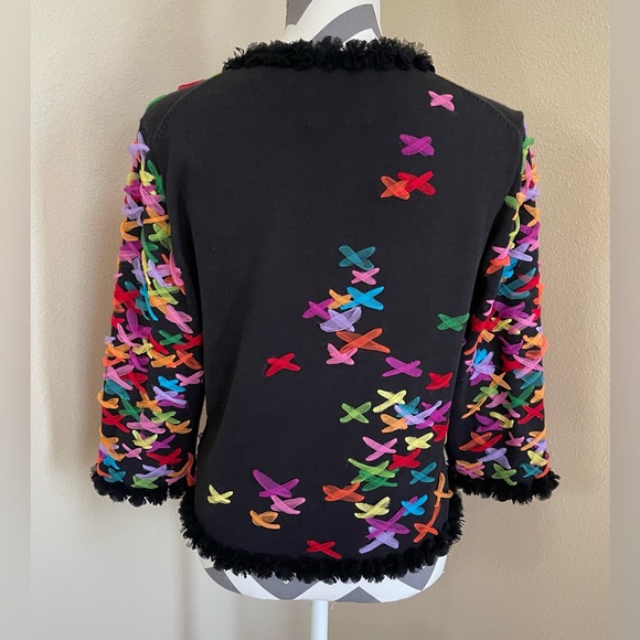 Vintage Michael Simon - Button Up - Colorful Ribbon - Cardigan Sweater - Size: M - Picture 4 of 9